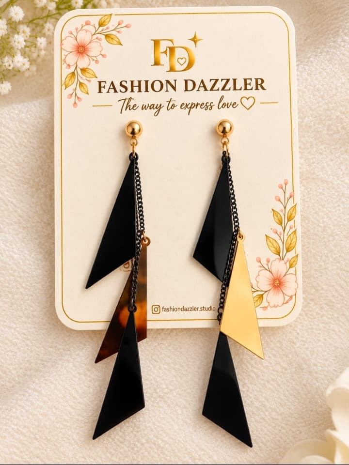 Multilayer Asymmetric Triangle Drop Earrings